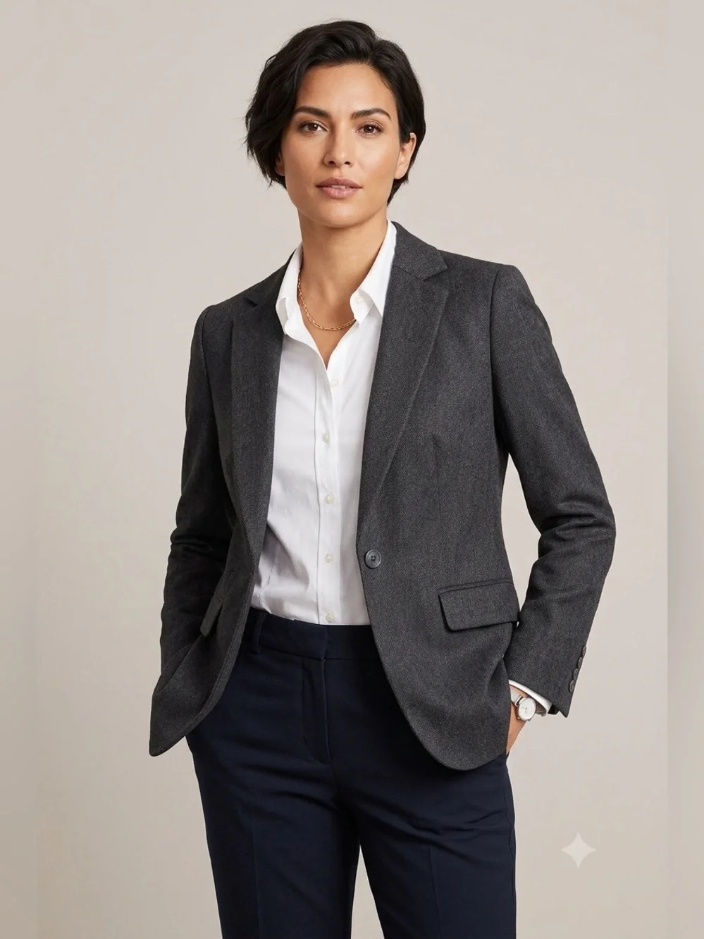 Pendleton Gray Wool Blazer Jacket Women’s 10P Petite Tailored Career Office